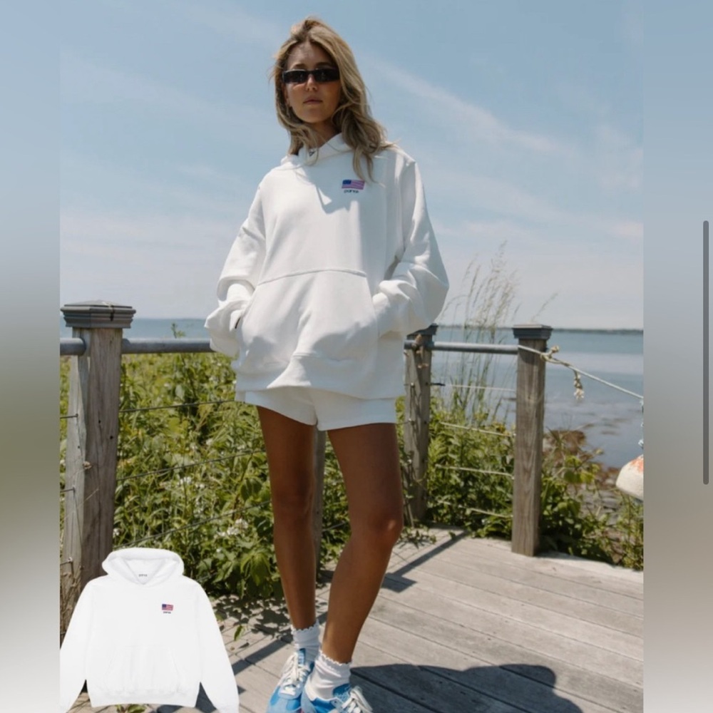 PARKE American flag white hoodie NWOT